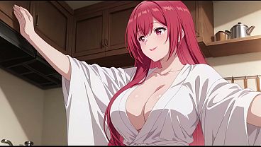 Anak Tiri Pulang Cepet, Lihat Istri Bokap Masak Pake Baju Tipis Seksi. Kureha Enomoto Cosplay Hentai (ai-generated)